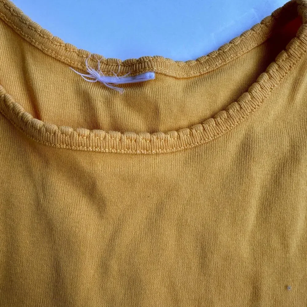 Hanna Andersson Yellow Pointelle Tee - Size 130 (US 10)